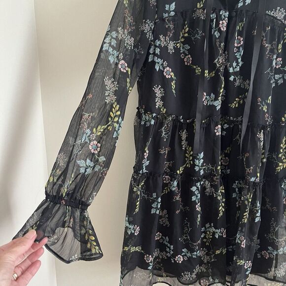 Dark Ditzy Floral Babydoll Mini Dress sz S Whimsigoth Fairy Grunge - Picture 9 of 11